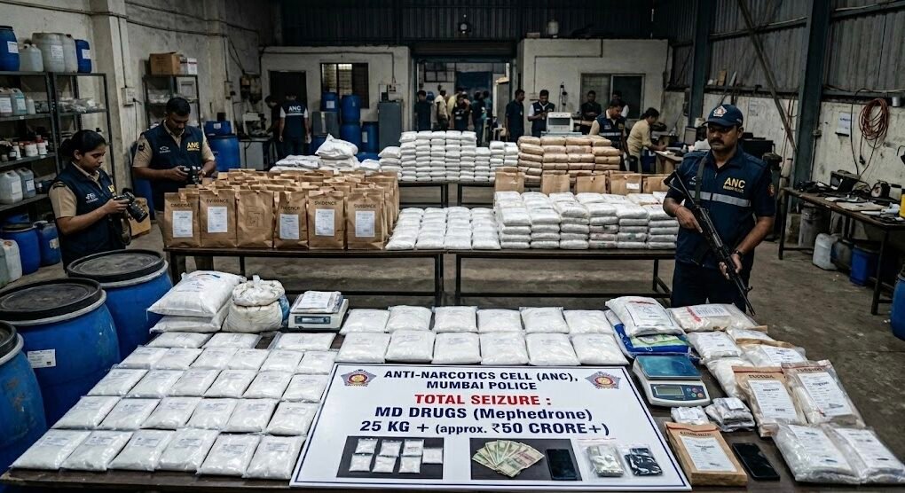 मुंबई में बड़ा ड्रग्स रैकेट बेनकाब: एएनसी की कार्रवाई में ₹50 करोड़ से ज्यादा का एमडी बरामद, तीन गिरफ्तार