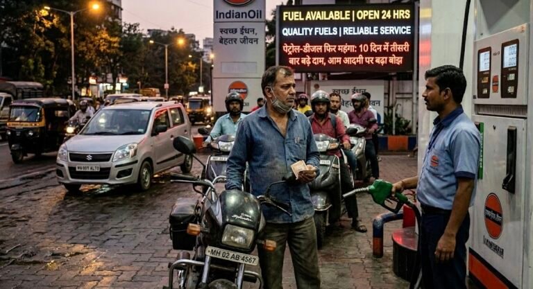 पेट्रोल-डीजल फिर महंगा: 10 दिन में तीसरी बार बढ़े दाम, आम आदमी पर बढ़ा बोझ